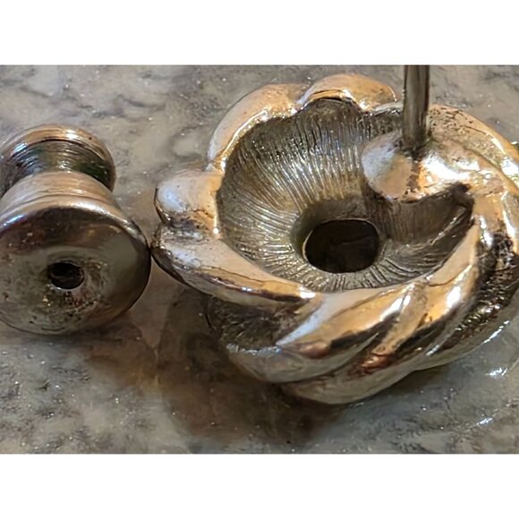 Vintage Silver-Tone Twisted Knot Style Post Back Earrings - Picture 4 of 4